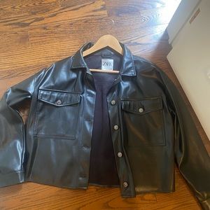 Zara leather shirt with suede inside